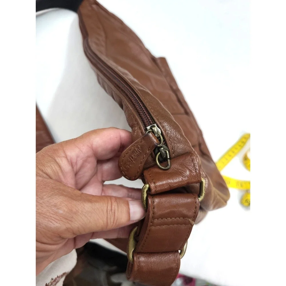 Vintage Ameribag Brown Leather Sling Bag Made in USA Healthy Back Pack Boho
